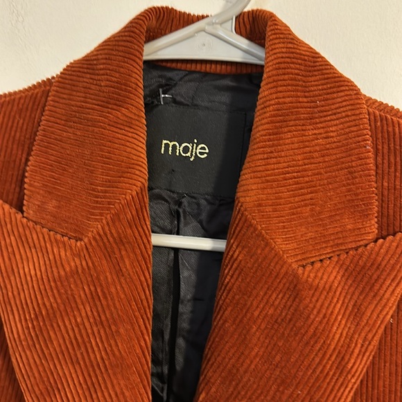 Maje Elle Corduroy Burnt Orange Camel Blazer Jacket Alessandra Ambrosio - Picture 3 of 8